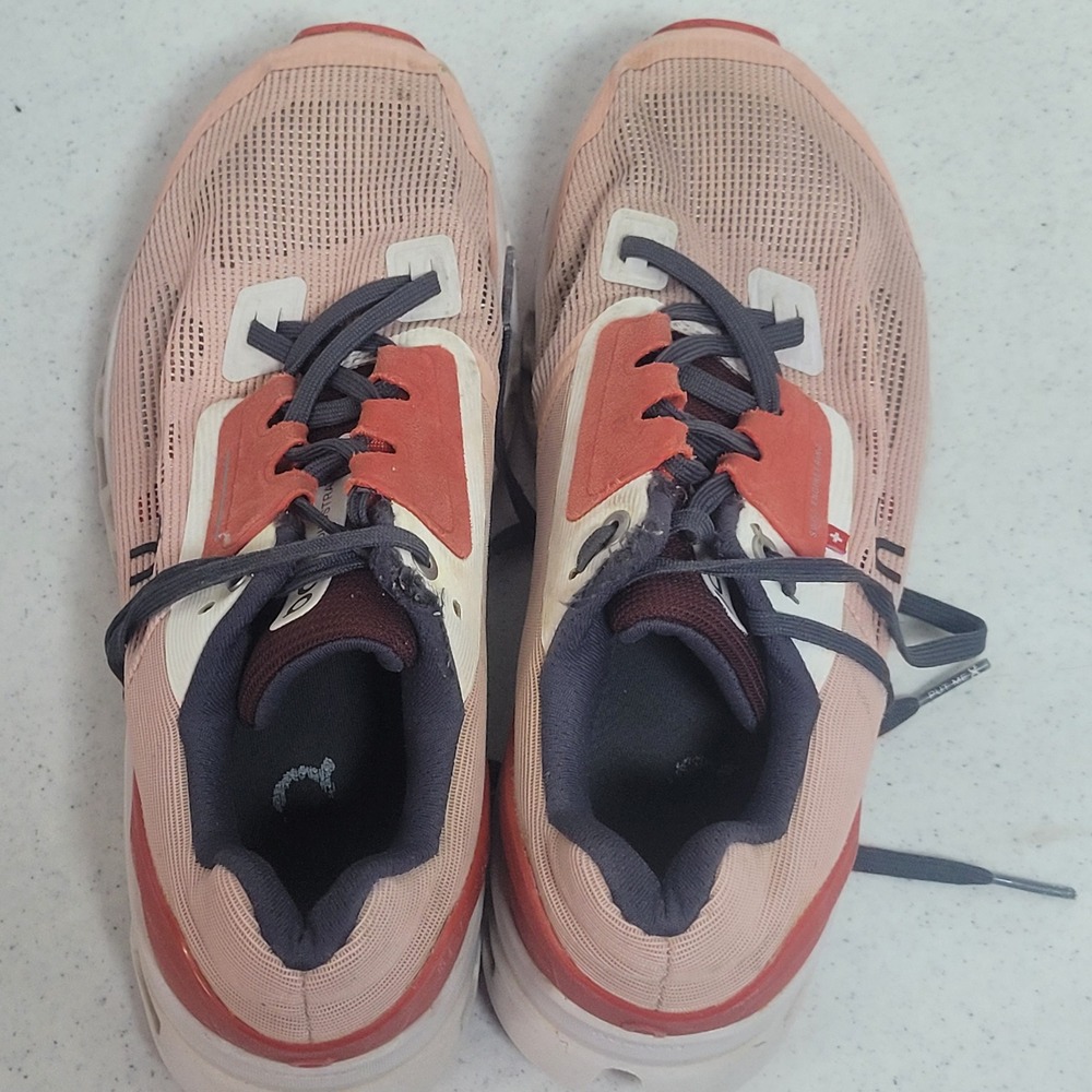 On Cloud Stratus Womens Running Shoe Pink Orange Helion CloudTec 39.99208 US 7.5